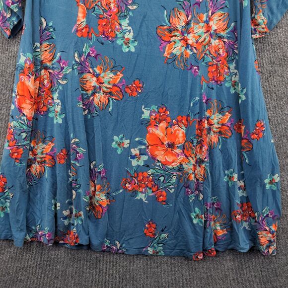 Torrid Women's Super Soft Knits A-Line Floral Dress Blue Size 00 Cold Shoulder - Picture 9 of 13